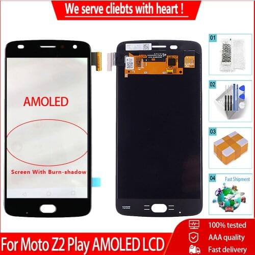 5.5'' With Burn-shadow AMOLED For Motorola Moto Z2 Play XT1710 LCD Display Touch Screen Digitizer Panel Assembly Replacement
