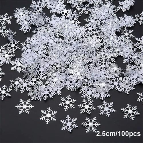 100Pcs Silk Artificial Flowers Christmas Snowflake Home Party Christmas Decoration New Year Living room Window Decor Accessories