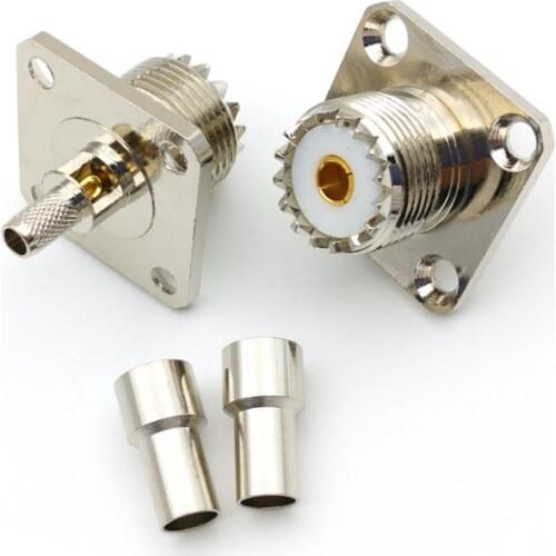 100PCS UHF SO239 female 4 Hole Panel RF Crimp ADAPTER LMR195 RG58 RG400 RG142 Selling
