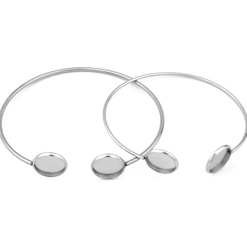 2pcs/lot Stainless Steel Bracelet Cabochon Bangle Base Bezal Tray Blank Fit 12mm DIY Jewelry Making Handmade Bracelet Accessory