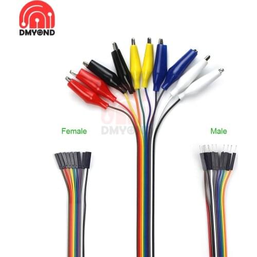 2 in 1 Alligator Clip to Dupont Wire 10Pin 20/30cm Male Female Crocodile Clip for Test Lead For Arduino Raspberry pi Makey Makey