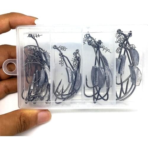 25Pcs/box Jigging Lead Carp Fishing Crank Hook Swivel Jig Head Hooks Fit Worm Soft Lure Lead Bass Hook Set Crankhook for Fish S4