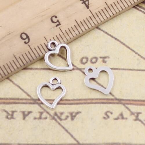 30pcs Charms Heart 10x8mm Tibetan Silver Color Pendants Antique Jewelry Making DIY Handmade Craft