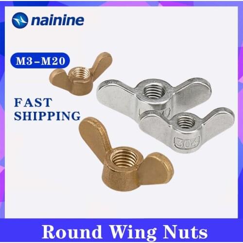 304 Stainless Steel M3-M20 Butterfly Nut Hand Tighten Wing Nuts Brass DIN315