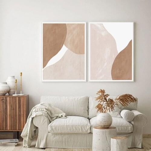 Abstract Boho Beige Terracotta Geometric Line Canvas Painting Wall Art Picture Poster Print Living Room Interior Home Decoration