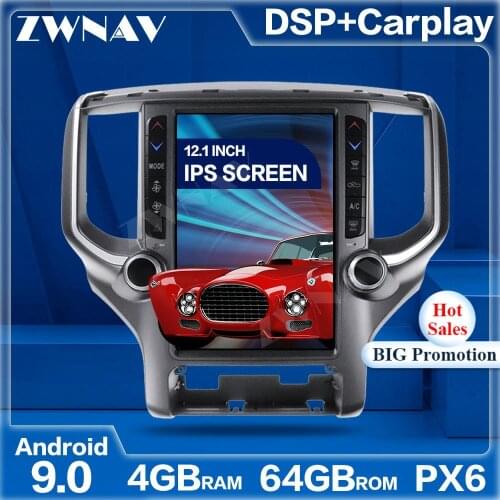 4GB+64GB Tesla Style Big Screen Android 9.0 Car Multimedia Player For Dodge RAM 1500 2018-2020 GPS Audio Radio stereo head unit