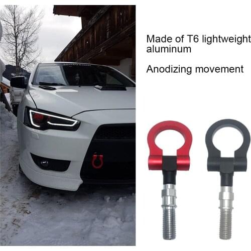Black Red Towing Bar For Car Track Racing CNC Tow Ring Hook Kit For Mitsubishi Lancer EVO X 10 2008-2016 Trailer Towing Bar