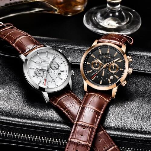 LIGE New Luxury Brand Men Analog Leather Sports Watches Mens Army Military Waterproof Watch Male Date Quartz Clock Reloj Hombre