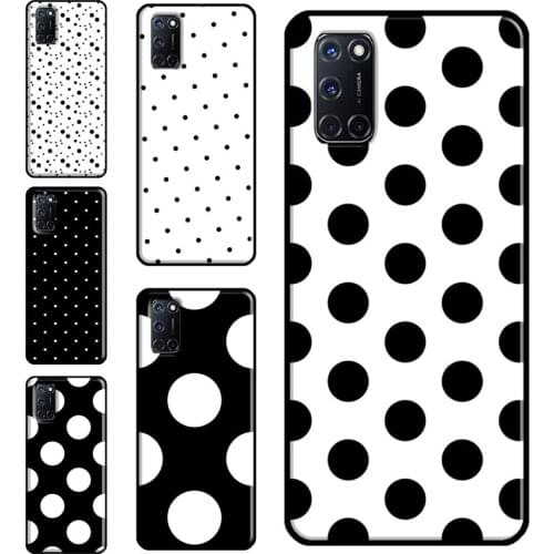 Black And White Polka Dot Case For OPPO A15 A83 A91 A93 A31 A53 A5 A9 2020 A52 A72 A1K A3S A5S Reno2 Z F5 F7 Cover