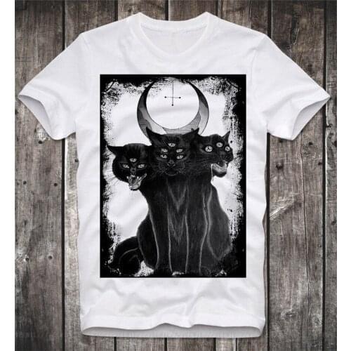 T-SHIRT THREE HEADED CAT SATAN SATANISM SATANISMUS ANTON LAVEY CHURCH OF GOTHIC Casual Pride Breathable Tshirt Fast Shipping