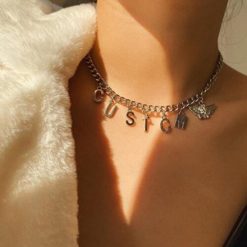 Hot sale in 2020 Punk Letter Necklace Link Chain Women Simple Fashion Metal Jewelry for women Gift Party
