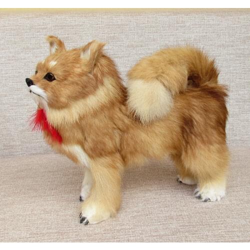 Simulation dog large 28x25 cm furry fur Pomeranian model decoration gift h1326