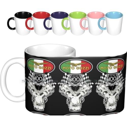 Moto Guzzi 100th Anniversary Italian Flag Logo And Chequered Flags Ceramic Mugs Coffee Cups Milk Tea Mug Moto Guzzi California