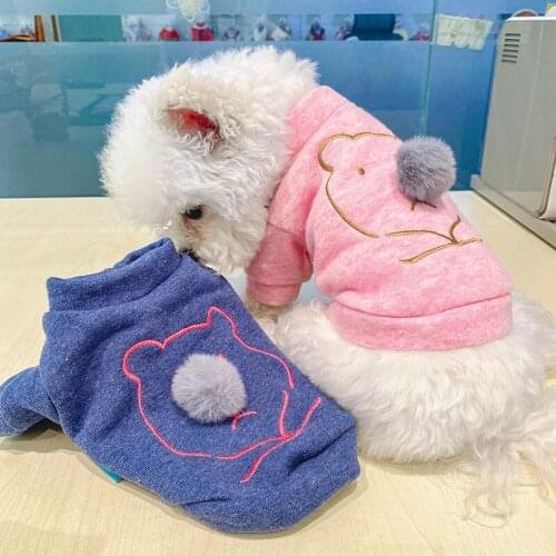 Cute Pet Dog Clothes Puppy Cat Jacket Fleece Inner Warm Coat Winter Ball Nose O-Neck Hoodies Sweatshirt Coats For Yorkie Terrier