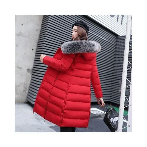 MLCRIYG New Winter Warm Wadded Jacket Women Long Hooded Parkas Printted Double Side Padded Fur Coat Abrigos Mujer LX279