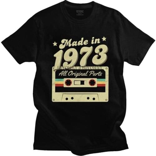 Vintage Made In 1973 T Shirt for Men Soft Cotton Tshirt Graphic Tee Short Sleeves 48th Birthday T-shirt Fitted Apparel