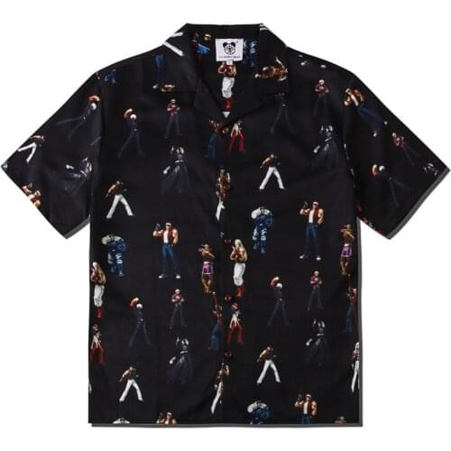 2021 Cool Design Boxing Classic Print Retro Shirt Men Hip Hop Loose Short Sleeve Vintage Clothes Couple Shirts Vetement Homme