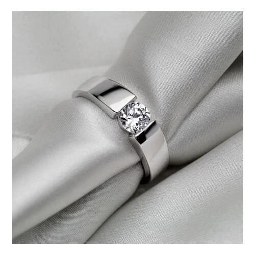 0.5CT 14K White Gold Man Classic Continued G-H Color Moissanite Men Anniversary Ring Best Propose Pure Gold Party Gift For Girl