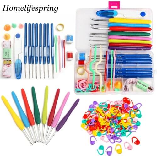 57 in 1 DIY 16 Sizes Crochet Hooks Knitting Needles Set Home Use Sewing Tool Craft Case Crochet Agulha Set Weaving Sewing Tool