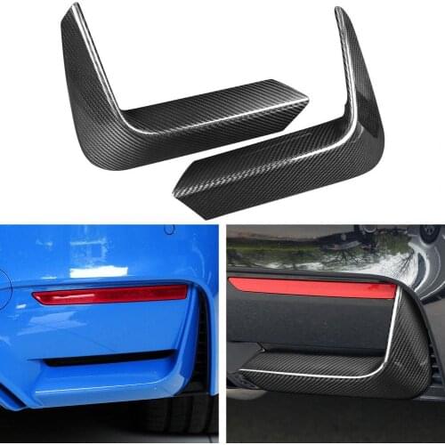 2Pcs Back Bumper Sticker Protective Rainproof Carbon Fiber Black Rear Bumper Trim for BMW M Series F80 M3 Sedan 2014-up