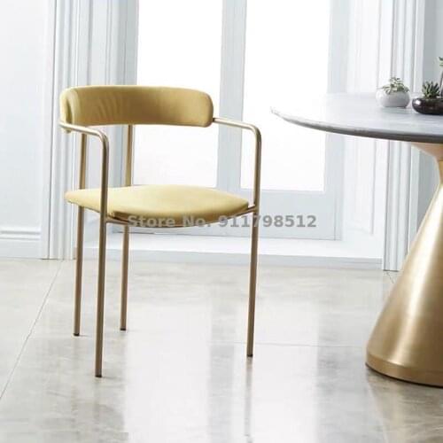 Nordic Light Luxury Dining Chair Modern Home Makeup Stool Negotiation Back Chair With Armrests Italian Casual Office Reception