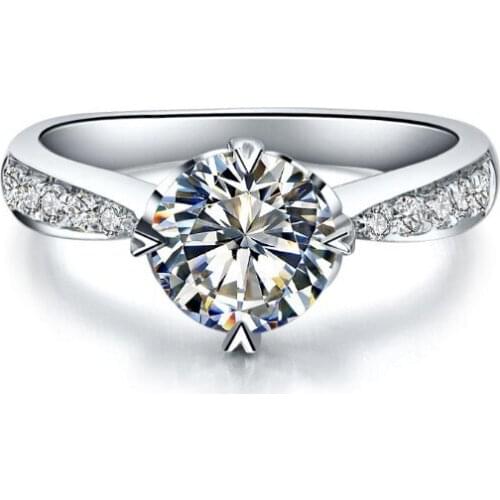 Promise Love 14K White Gold Ring High Quality Jewelry 1Ct Diamond Female Marriage Ring