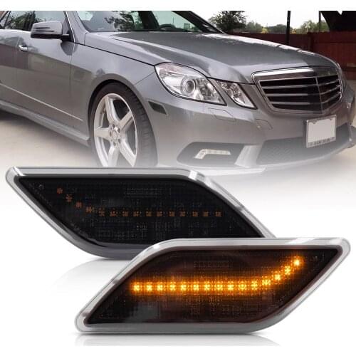 OEM-Spec Euro Smoke Lens LED Front Bumper Side Marker Lamp For 2010-2013 Benz W212 Pre-LCI E-Class E350 E550 E63 AMG Sedan/Wagon