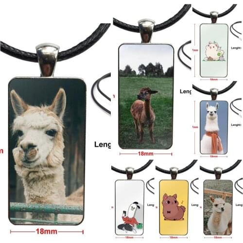 For Women Fashion Glass Cabochon Pendant Necklace With Women Steel Plated Statement Jewelry Alpaca Face Cute Lama Unique Luxury