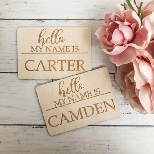 Personalized 12*10cm Hello My Name Is Sign Photo Prop Custom Baby Name Hospital Announcement Sign