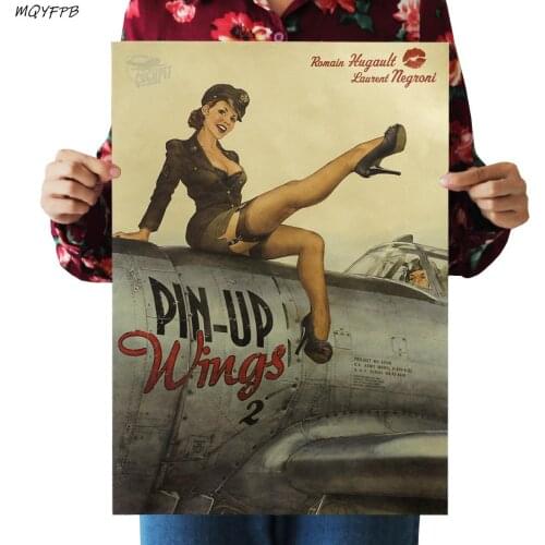 World War II sexy girl Kraft Paper Poster Home Room Decoration Painting Core 50.5x35cm
