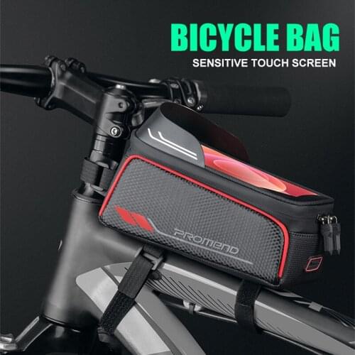 PROMEND 14P52N Bicycle Bag Mountain Bike Top Front Tube Bag 6.2 Inches Mobile Phone Touch Screen Waterproof Storage Bag