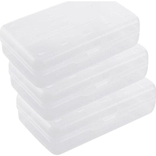 3 Pack Transparent Plastic Pencil Case Box with Lid Snap Closure,Capacity School Supplies Storage Organizer for Kids