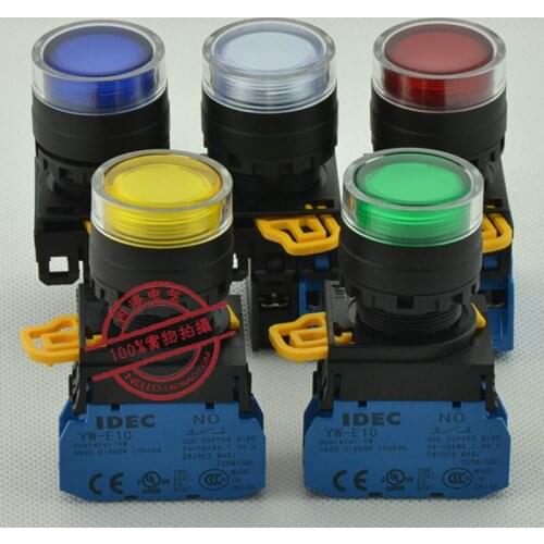 [SA]IDEC illuminated pushbutton 22mm self-resetting YW1L-MF2E10Q4 * Full protection cover DC24V LED 1NO--10pcs/lot