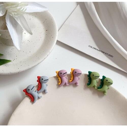 Funny Lovely Mini Dinosaur Earring Studs Cartoon Animal Colorful Sweet Stud Earrings Women Girls Fashion Gifts Brincos 2020