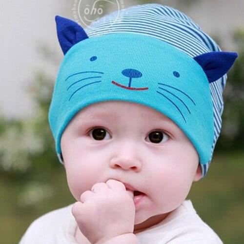 Cute Cat Warm Winter Autumn Crochet Baby Hat Girl Boy Cap Children Beanie Infant Cotton toddlers Striped Kitty Bee Newborn