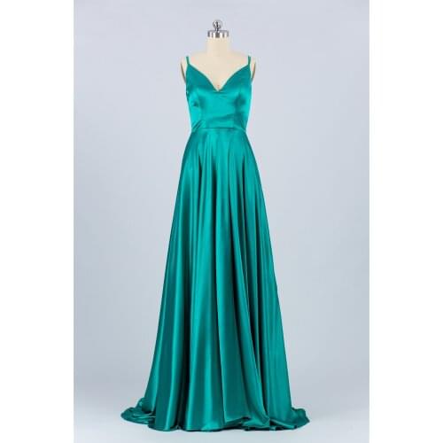 Silk like green fabric nice Evening Dress 2021 Pleated V-neck elegant luckgirls Customizable prom Dress mocini tailor