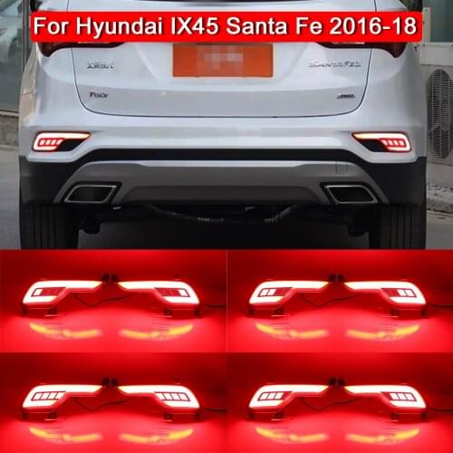 2Pcs For Hyundai IX45 Santafe 2016 2017 LED Rear Bumper Reflector Lamp Driving Light Braking Light Turn Signal light