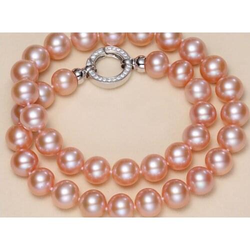 Gorgeous 10-11 mm round pink pearl necklace 18inch 36"