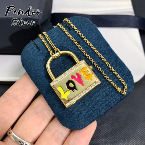High Quality S925 Sterling Silver Jewelry 1:1 Copy,Multicolor Neon LOVE Lock Necklace For Women GiFT With Logo
