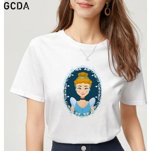 Women T-Shirts Summer Fashion Cinderella Girls Tops Tees Casual Short Sleeve O-Neck Harajuku T Shirts Dropship