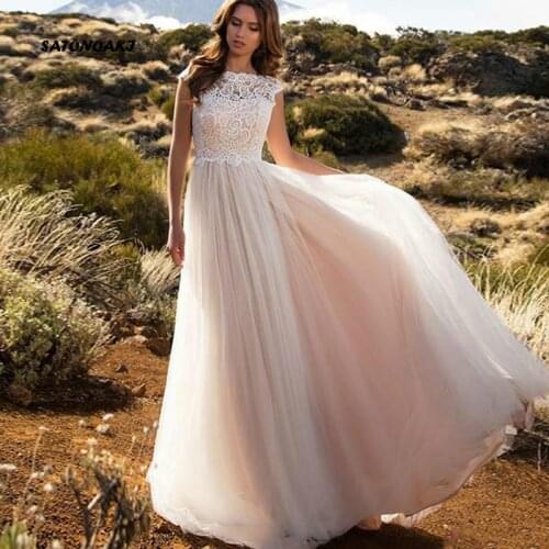 Boho Ivory Wedding Dress 2020 for Women A-Line Puff Beach Bride White Lace Top Vestido De Novia Robe Mariage Online Shop India