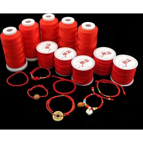 0.2/0.4/0.6/0.8/1.0/1.5/2.0/2.5mm/Roll Red Diy Handmade Nylon Cord Thread Chinese Knot Cord Bracelet Hand Strap Lanyard Tassels