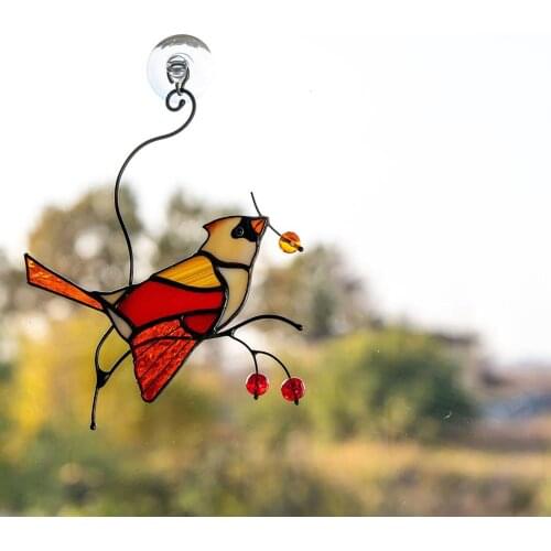 1pc Colorful Bird Pendant Decor Family Window Hanging Pendant Decoration Birds Wind Chimes Yard Verandah Hanging Ornaments