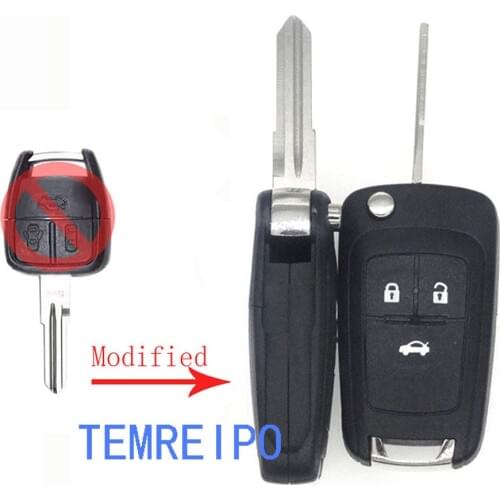 10pcs/lot 3 Buttons Refit Folding Remote Key Case Shell fits for CHEVROLET Spark Fob Replace car key blank left blade