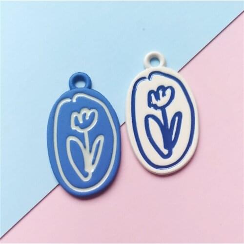 10Pcs/Lot Alloy Chic Blue White Flower Charms Aesthetic Wildflowers Pendant Accessories For Making Necklace Earrings DIY Jewelry