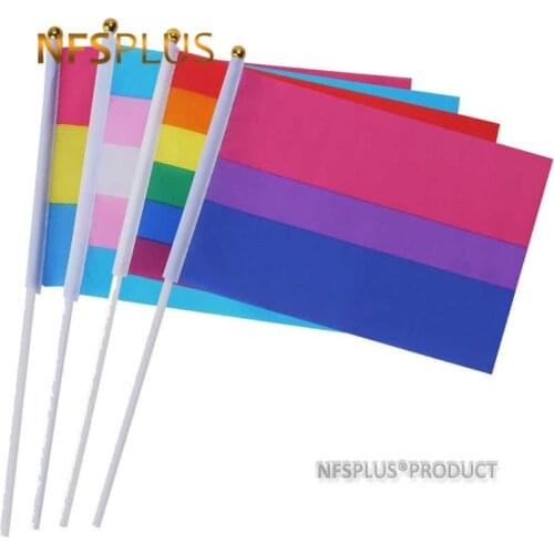 10PACK Rainbow LGBT Flag Gay Pride Lesbian Bisexual Tansgender Pansexual Handheld Flags With Flagpoles For Celebration Parade