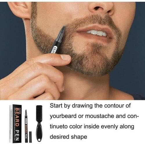 4 Fork Tip Beard Pen Beard Filler Pencil And Brush Beard Waterproof Moustache Coloring Men Hair Shaping Tools 2 Colors