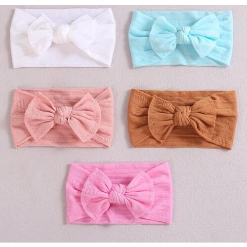 5Pcs Baby Headband Striped Knot Headbands For Children Elastic Hairbands Girl Accessories Infant Headwrap Soft Turban Newborn