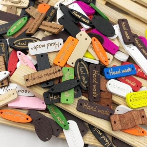 100pcs Mixed Color Hand Made Letter Sewing Natural Wood Button WB524