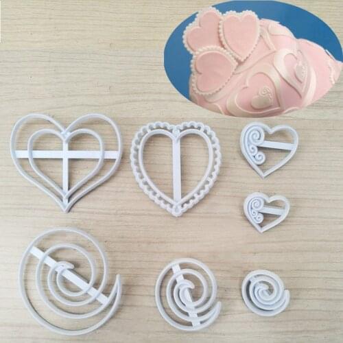 7pcs Love Swirling Nest Biscuit Cutting Die Fondant Cake Embossing Mold Plastic Cookie Cutter Pastry Baking Tool